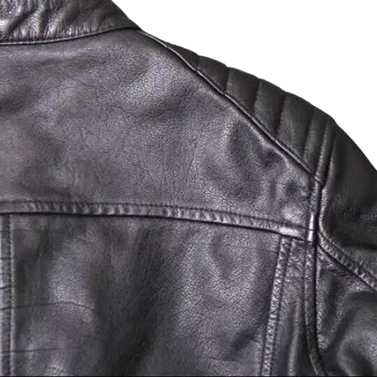 Cafe Racer Men's Black Leather Motorcycle Jacket - Genuine Soft Sheepskin Biker Style - Free Shipping