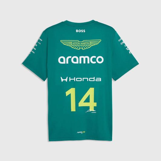 Fernando Alonso Aston Martin F1 2026 t-shirt back design showing driver branding and team logos