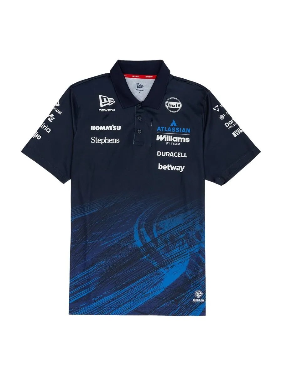Atlassian Williams F1 Team 2026 Mens Tech Polo Replica - Blue White Red Front View