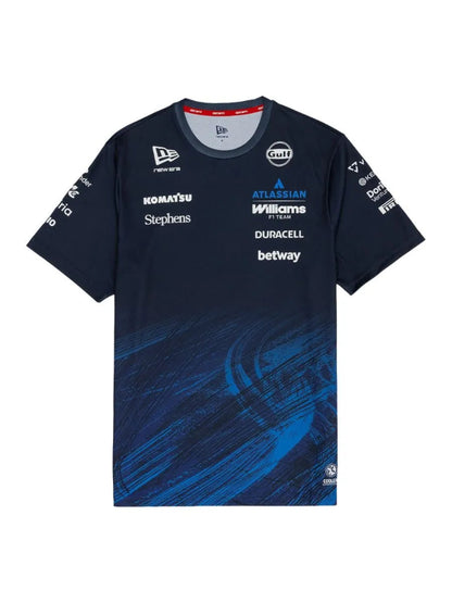Atlassian Williams F1 2026 mens team tech tee replica navy front view with official logos