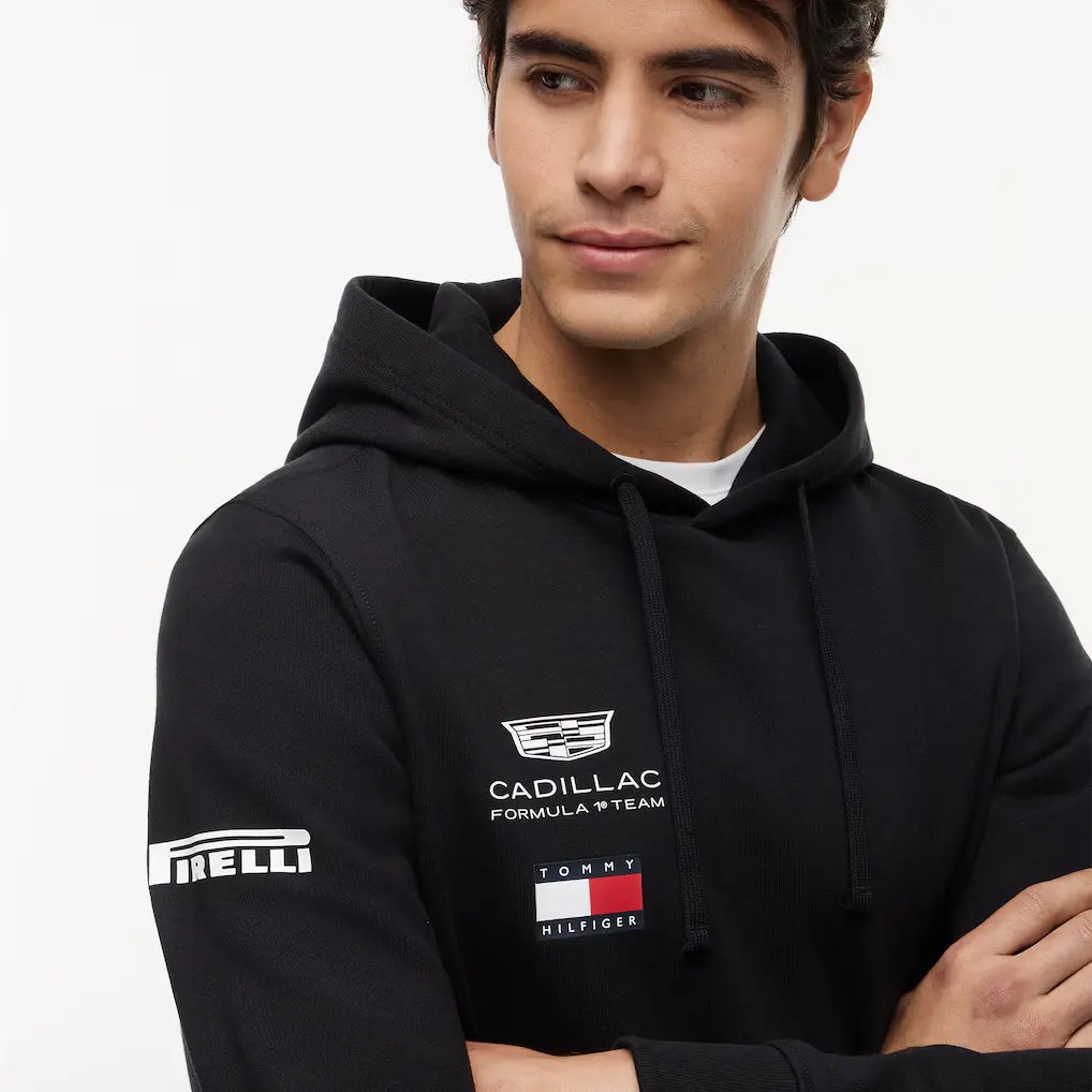 Cadillac F1 Team Unisex Crew Hoodie Replica 2026 - Black Gold White Front View