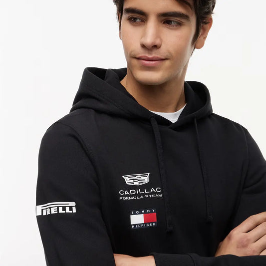 Cadillac F1 Team Unisex Crew Hoodie Replica 2026 - Black Gold White Front View
