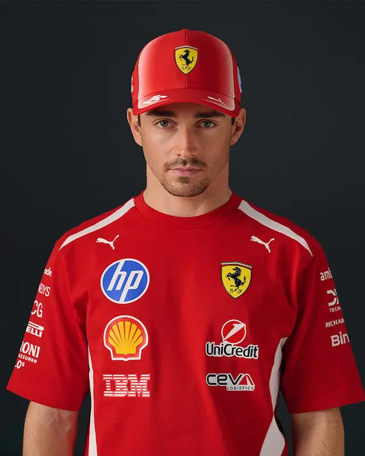 Charles Leclerc 2026 Ferrari t-shirt replica featuring large #16 design and sponsor logos