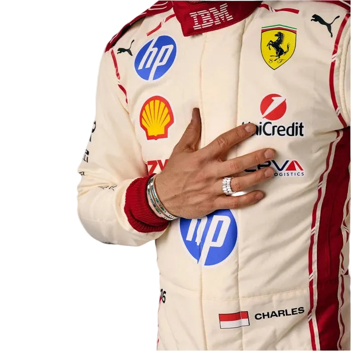 Charles Leclerc 2026 Ferrari Racing Suit Monaco Grand Prix Custom Name Flag Logo