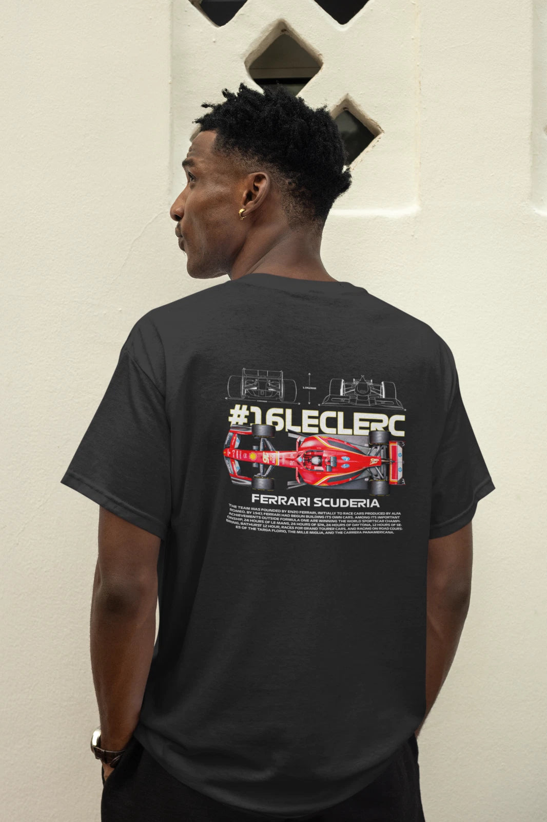 Charles Leclerc fan art Ferrari F1 unisex graphic T-shirt front view