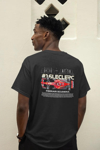 Charles Leclerc fan art Ferrari F1 unisex graphic T-shirt front view