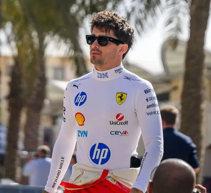 Charles_Leclerc wearing a white undersuit inner shirt 2026