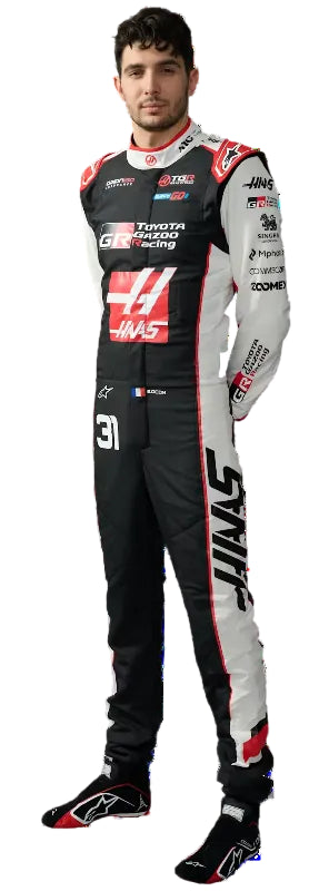 New 2026 Esteban Ocon Haas F1 Race Suit Replica Custom Name Flag Logo