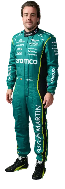 Fernando Alonso 2026 Aston Martin F1 Race Suit Replica Custom Name Flag Logo