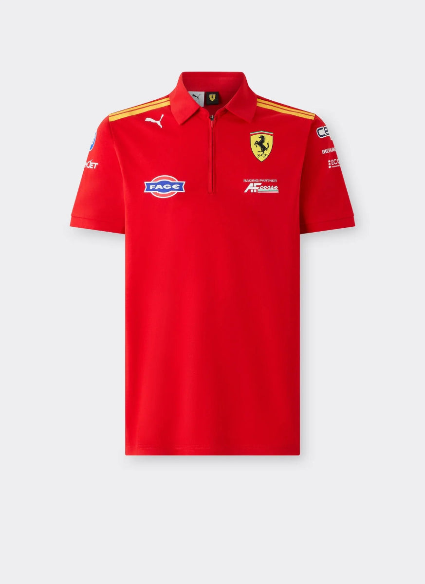 Ferrari Hypercar 2026 Polo Shirt Replica - Rosso Corsa Red Black Yellow Front View