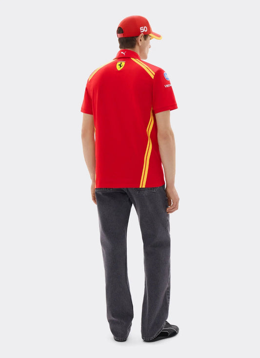 Ferrari Hypercar 2026 Polo Shirt Back - Red Replica with Sublimation Print