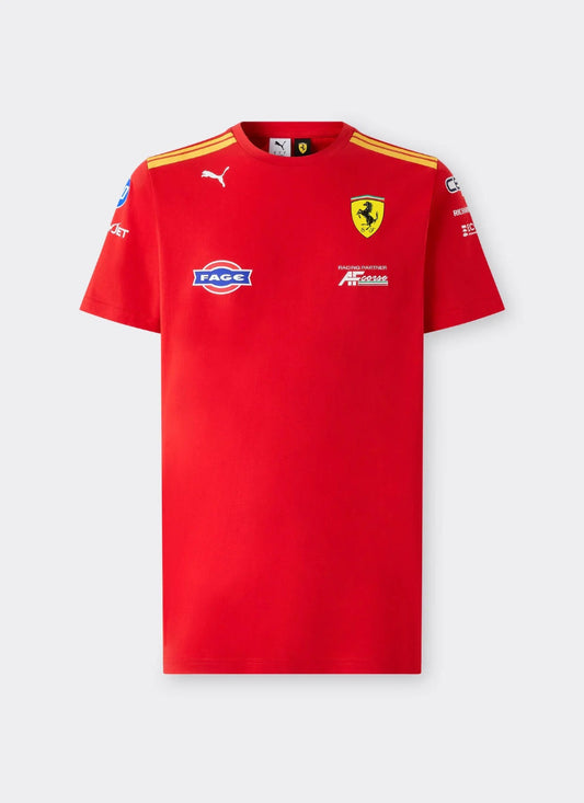 Ferrari Hypercar 2026 T-Shirt Replica - Rosso Corsa Red Black Yellow Front View