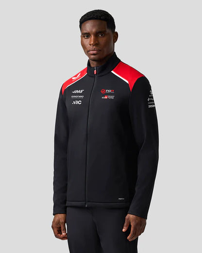 Haas F1 Team Unisex Soft-Shell Jacket Replica 2026 - Black Red White Front View