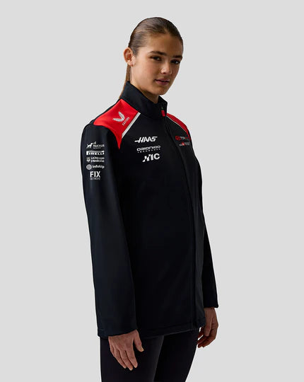 Haas F1 Team Unisex Soft-Shell Jacket Replica 2026 - Black Red White Front View