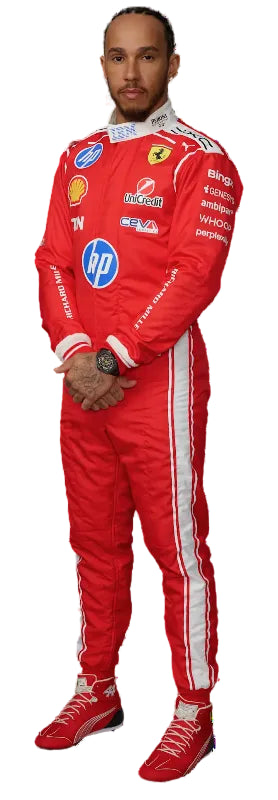 2026 Lewis Hamilton Ferrari HP F1 Race Suit Replica Custom Name Flag Logo