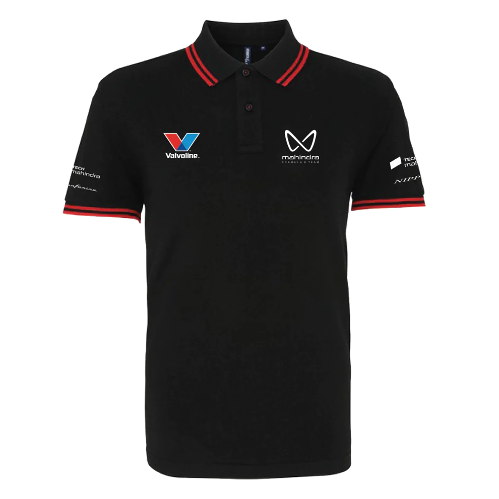 Mahindra Racing Team Contrast Polo Shirt Replica - Black Front View
