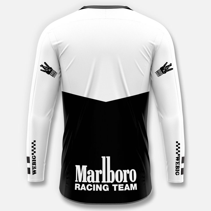 Long-sleeve shirt with 'Marlboro Racing Team' branding on a white background