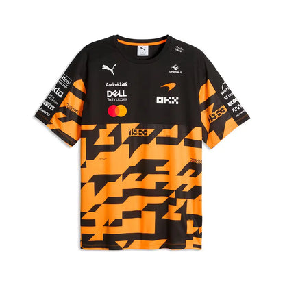 McLaren 1000th Race Unisex Replica T-Shirt - Papaya Orange Black White Front View
