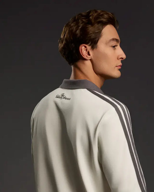 ercedes Silver Arrows Icon polo 2026 off white back design showing authentic F1 team logos