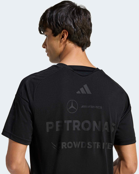 Mercedes AMG Petronas Adidas F1 Team Lights Out T-Shirt Back - Black Special Edition Replica with Sublimation Print