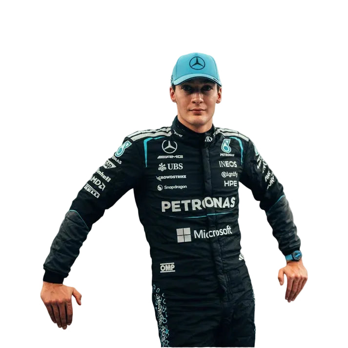 New 2026 George Russell Mercedes F1 Race Suit Replica Custom Name Flag Logo