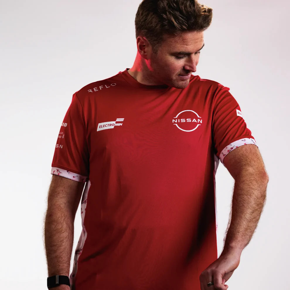Nissan Formula E Racing Team T-Shirt Replica 2026 - Red Black White Front View