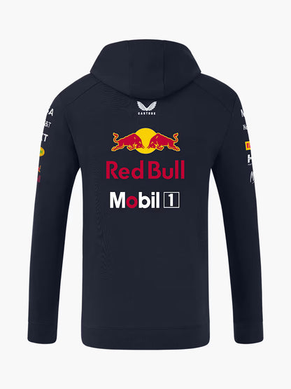Red Bull F1 Racing replica hoodie back showing sublimation printed championship graphics