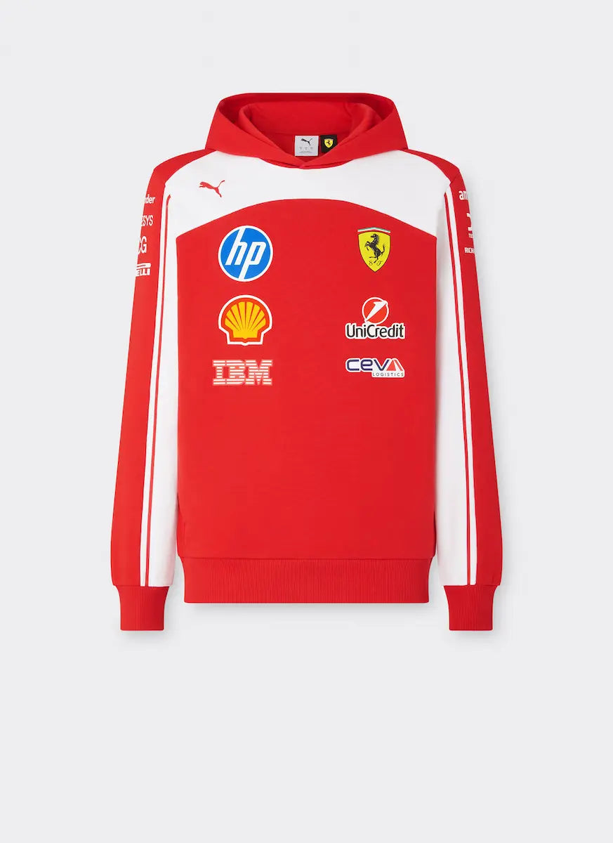 Scuderia Ferrari HP F1 Team 2026 Hoodie Replica - Rosso Corsa Red Black White Front View