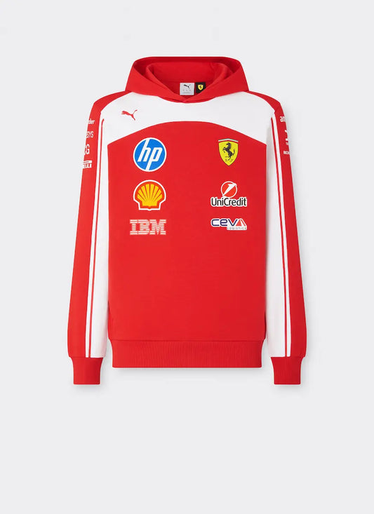 Scuderia Ferrari HP F1 Team 2026 Hoodie Replica - Rosso Corsa Red Black White Front View
