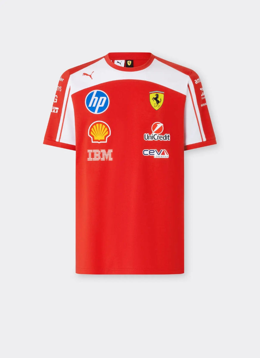 Scuderia Ferrari HP 2026 Puma Team T-Shirt Replica - Rosso Corsa Red Black White Front View