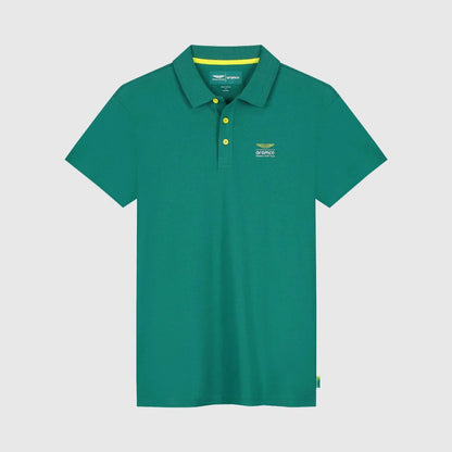 Aston Martin Aramco F1 Team 2026 Seasonal Polo Shirt Replica - British Racing Green Lime Black Front View