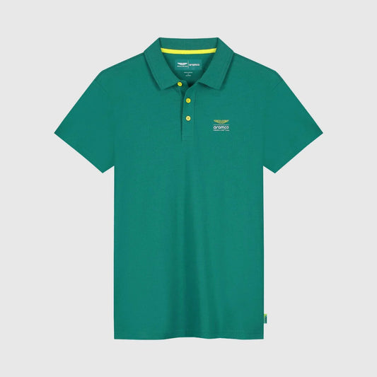 Aston Martin Aramco F1 Team 2026 Seasonal Polo Shirt Replica - British Racing Green Lime Black Front View