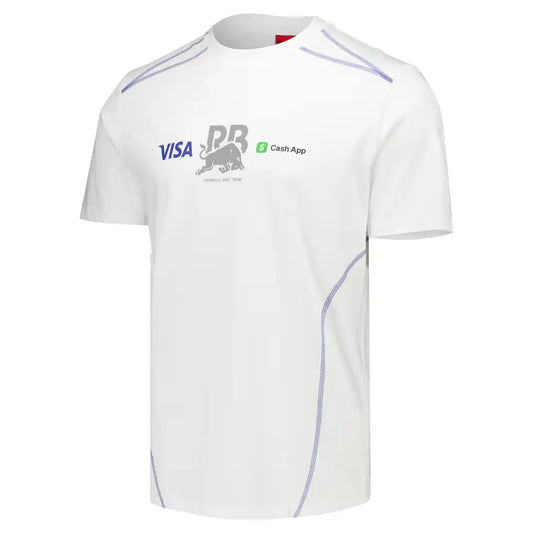 ISA Cash App RB F1 Team Hugo Fanwear T-Shirt Replica 2026 - White Blue Red Front View