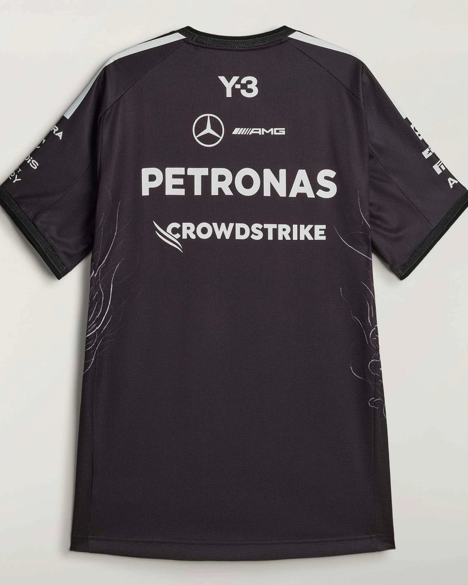 Mercedes-AMG Petronas F1 Team Y-3 Short-Sleeve Driver Tee Back - Black Replica with Sublimation Print