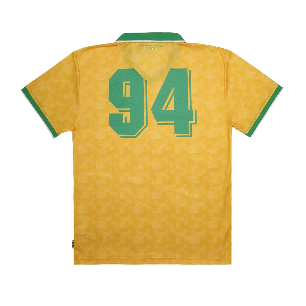 Ayrton Senna Legend Football Jersey – Yellow, '94' Back Print, Senna Helmet Colours Hem Tag