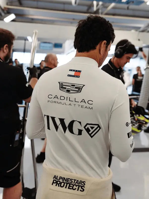 Sergio Pérez compression shirt back view showing sublimation print detail and Lycra fabric