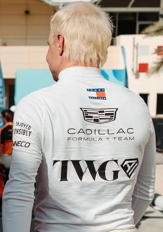 Back view of the 2026 Valtteri Bottas Cadillac F1 Team compression shirt featuring Cadillac and Tommy Hilfiger logos