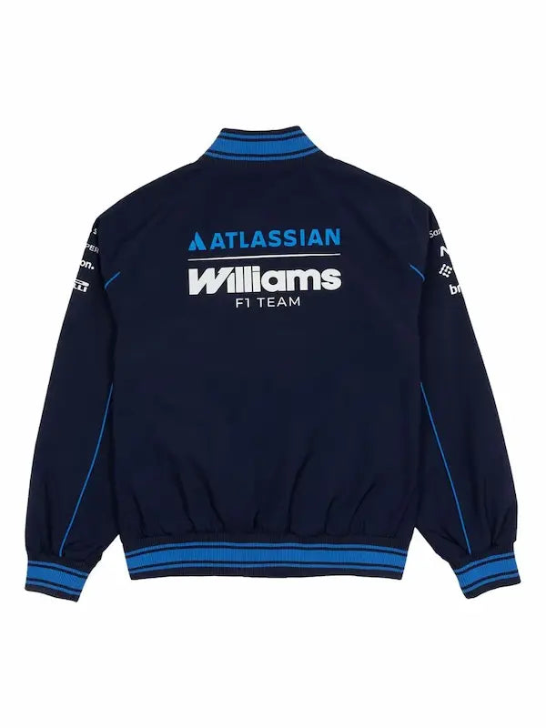 Williams F1 2026 bomber jacket back design showing team branding and authentic logos